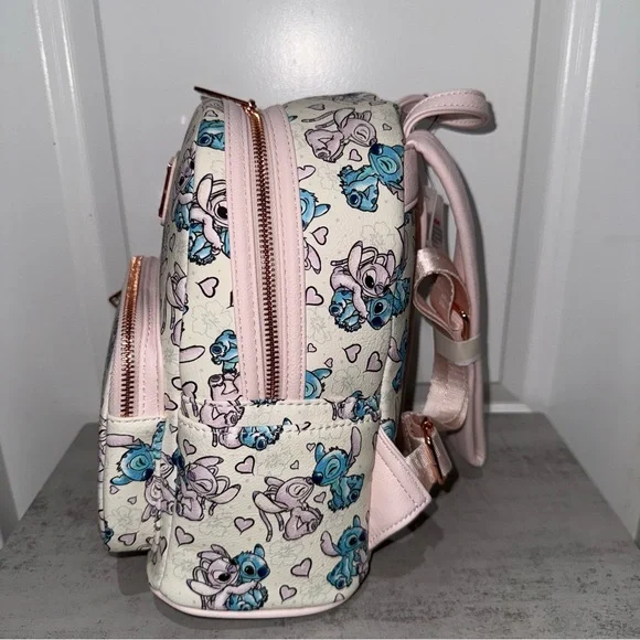 Disney Parks Loungefly Valentines Stitch & Angel Hearts Backpack - Picture 4 of 6